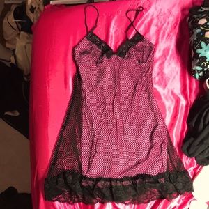🎀🖤Pink N Black Fishnet Dress🖤🎀